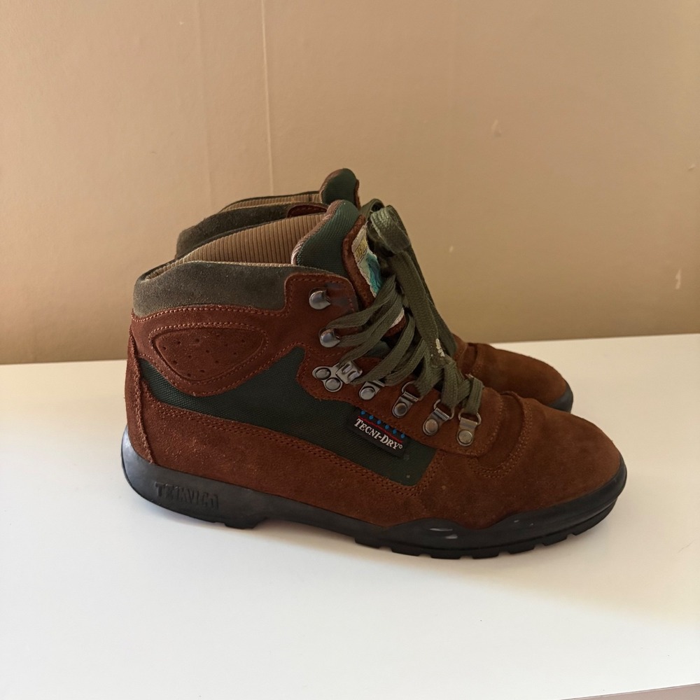 VTG 90s Tecnica Mens Outback Dry Hiking Boots Size 8.5 Trekking Brown Trail Gorp